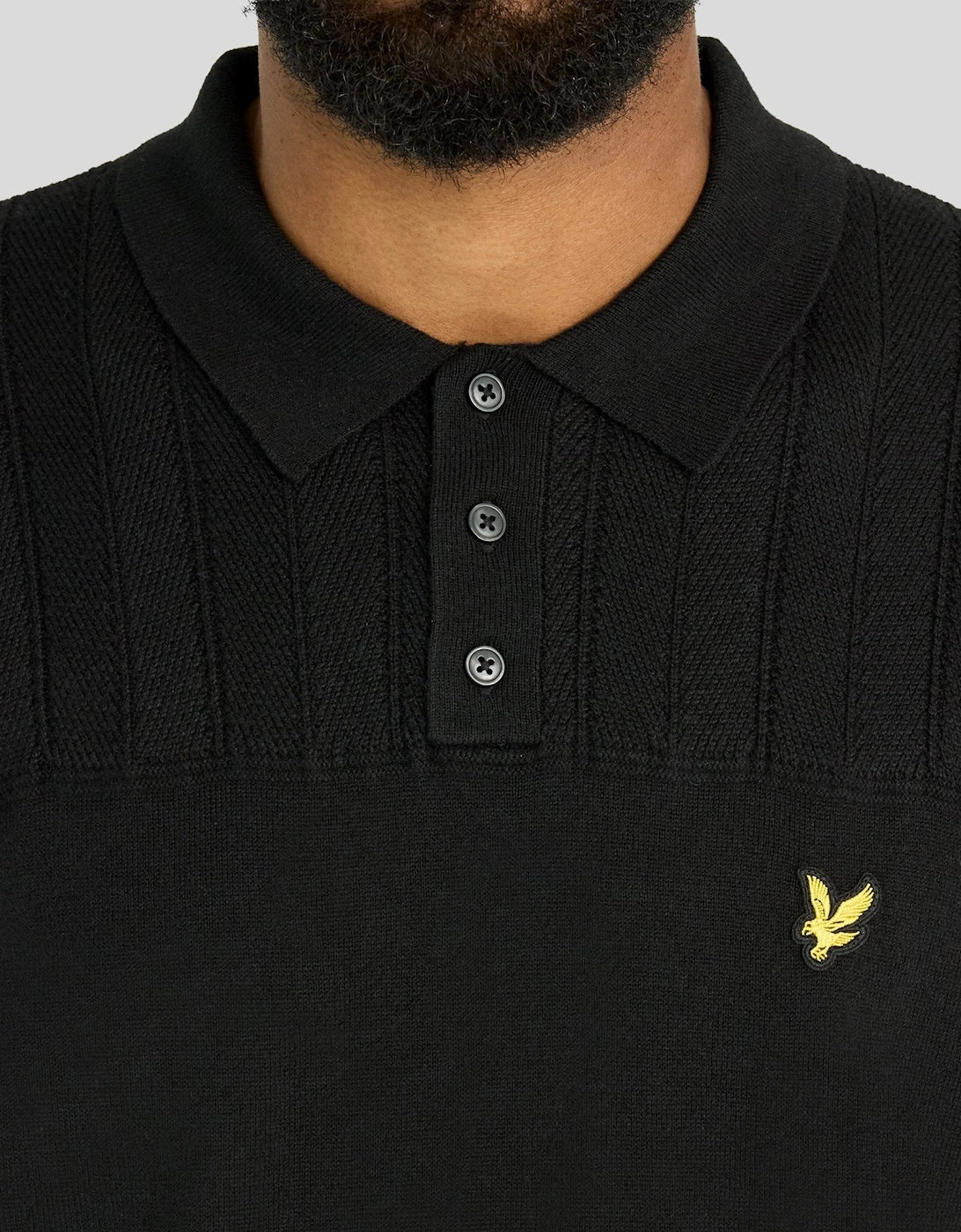 Texture Block Knitted Polo Shirt