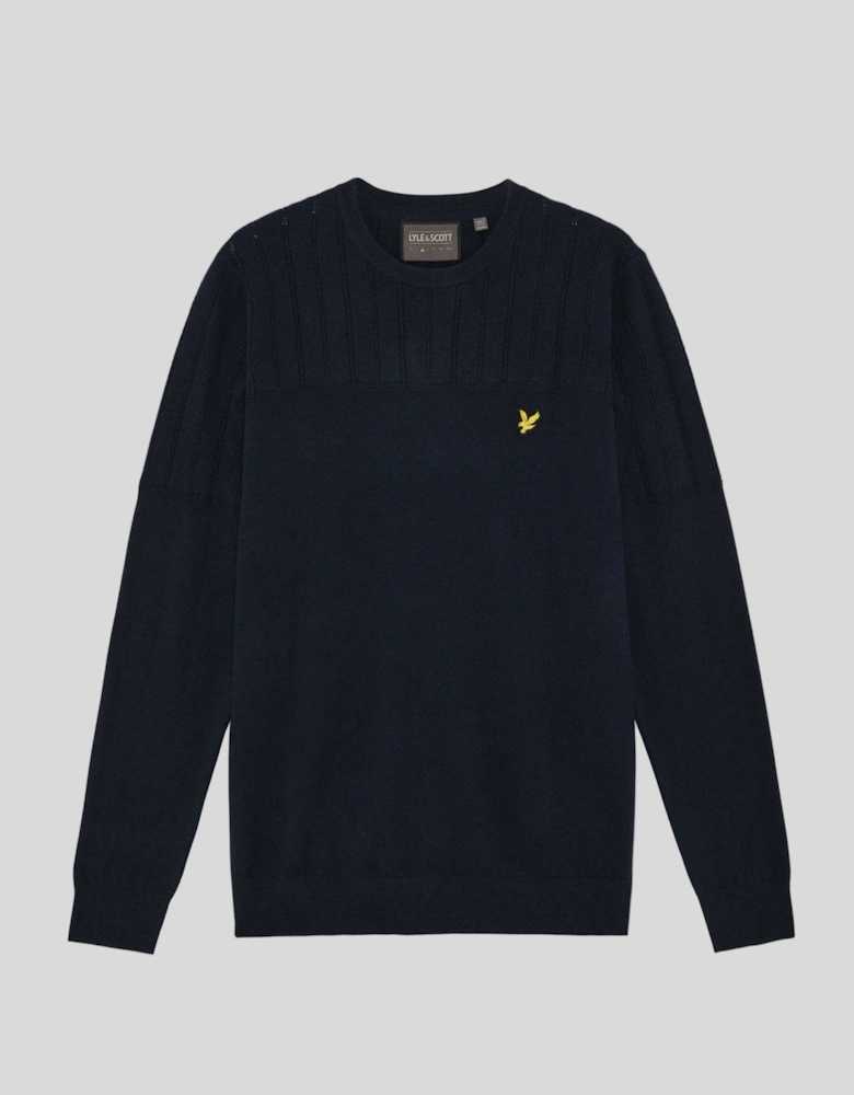 Texture Block Crew Neck Jumper