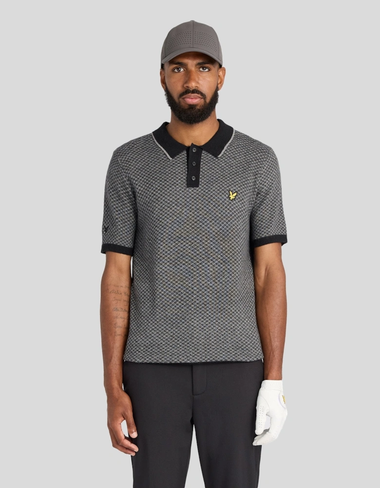 Cashmere Blend Cross Hatch Polo Shirt