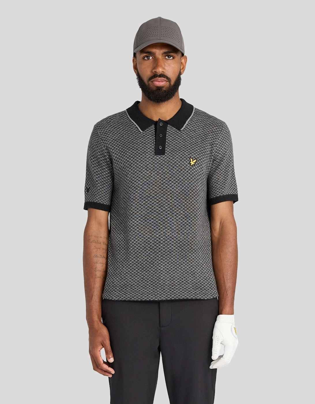 Cashmere Blend Cross Hatch Polo Shirt