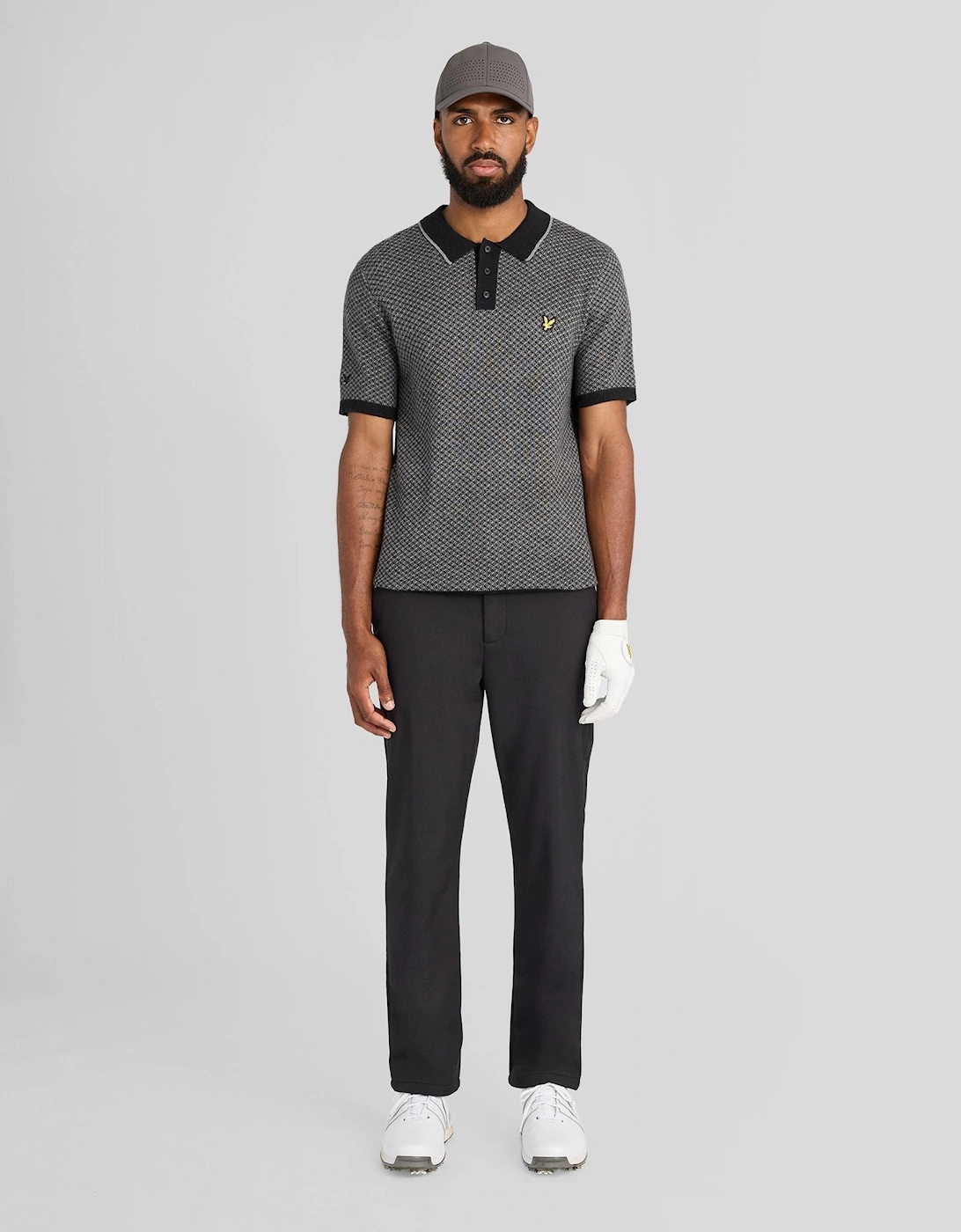 Cashmere Blend Cross Hatch Polo Shirt