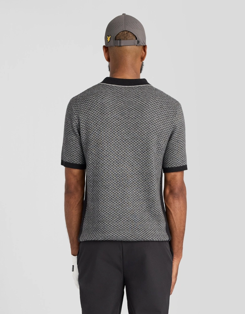Cashmere Blend Cross Hatch Polo Shirt