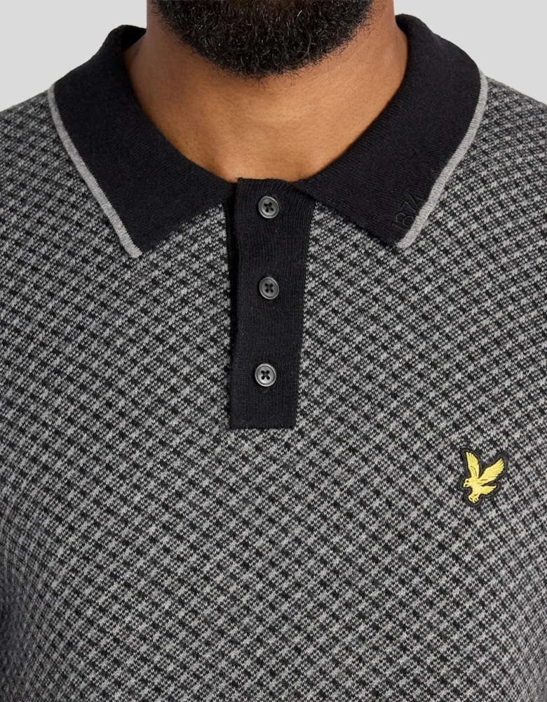 Cashmere Blend Cross Hatch Polo Shirt