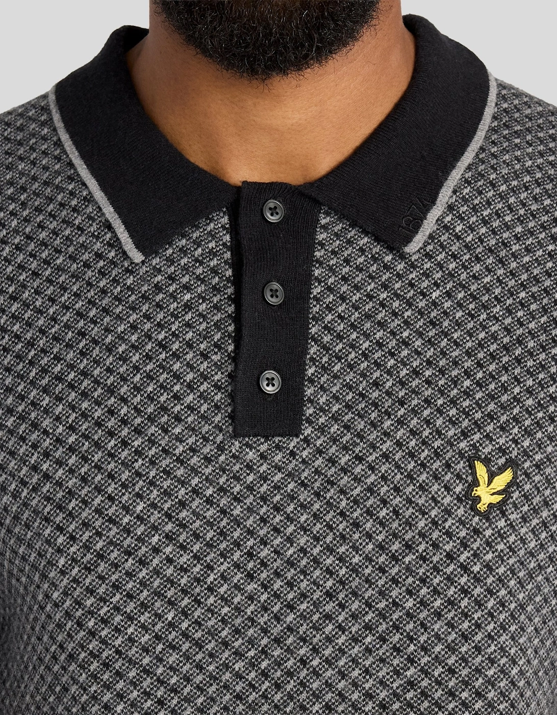 Cashmere Blend Cross Hatch Polo Shirt