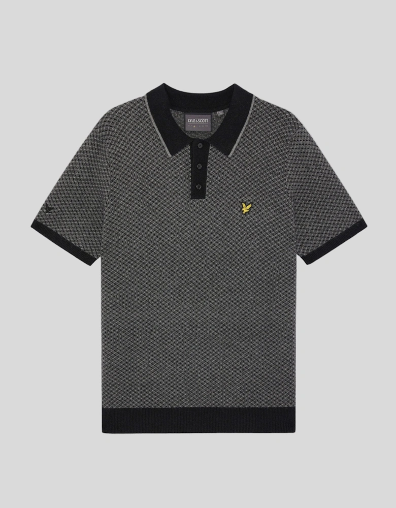 Cashmere Blend Cross Hatch Polo Shirt