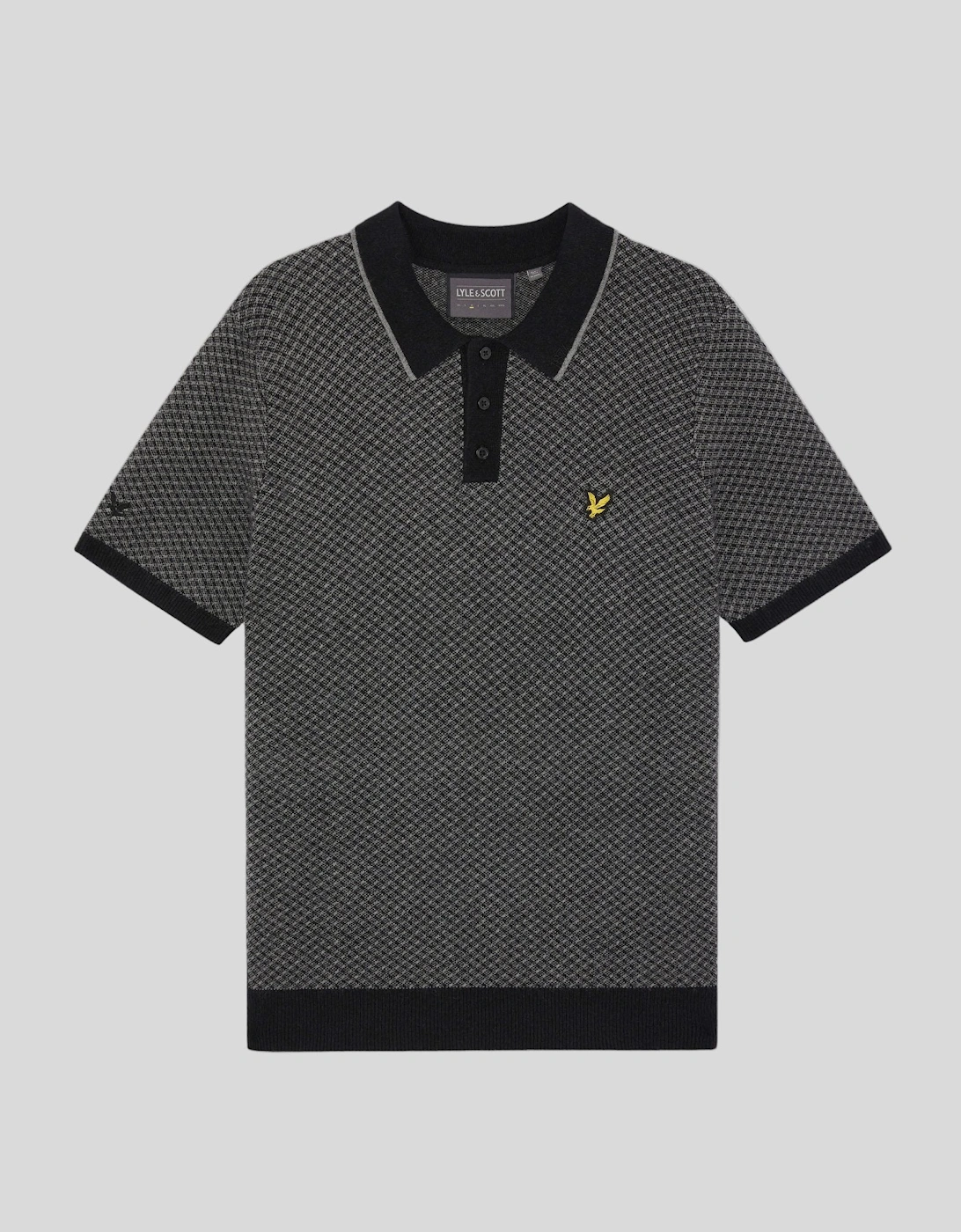 Cashmere Blend Cross Hatch Polo Shirt