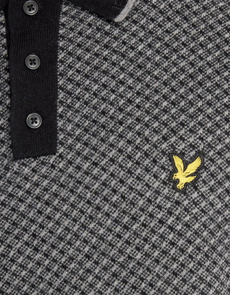 Cashmere Blend Cross Hatch Polo Shirt