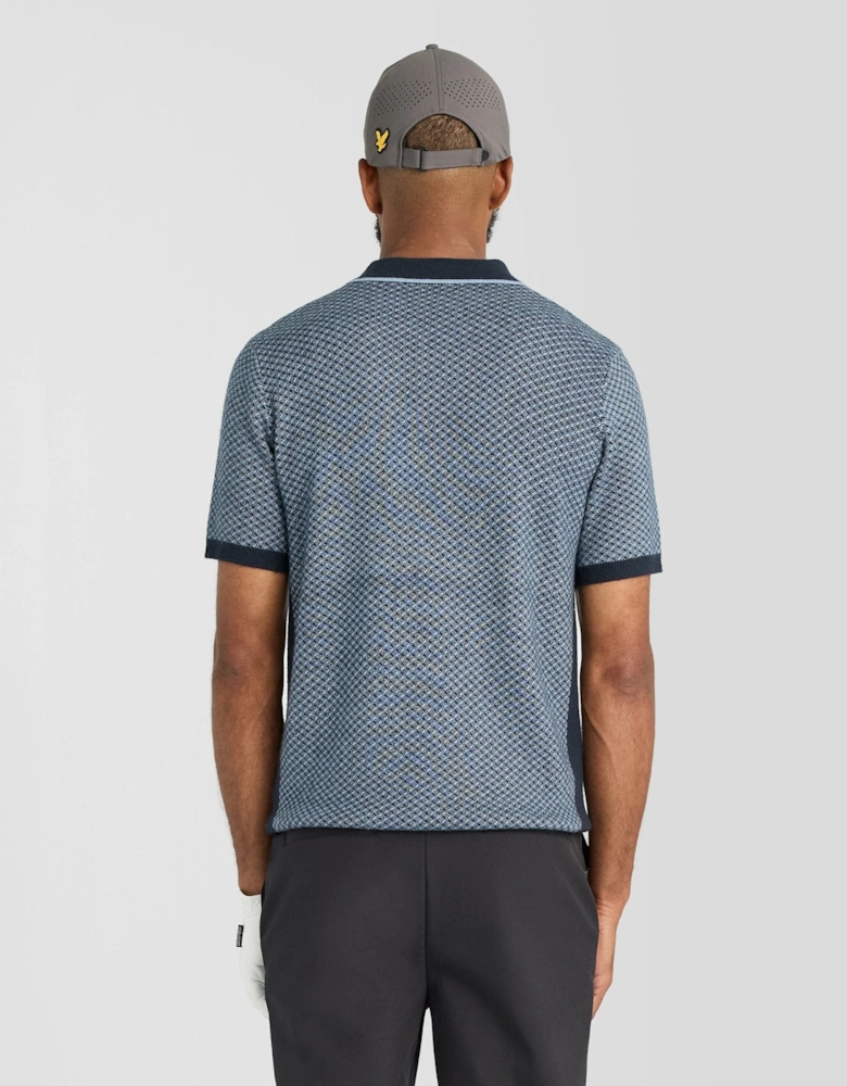 Cashmere Blend Cross Hatch Polo Shirt