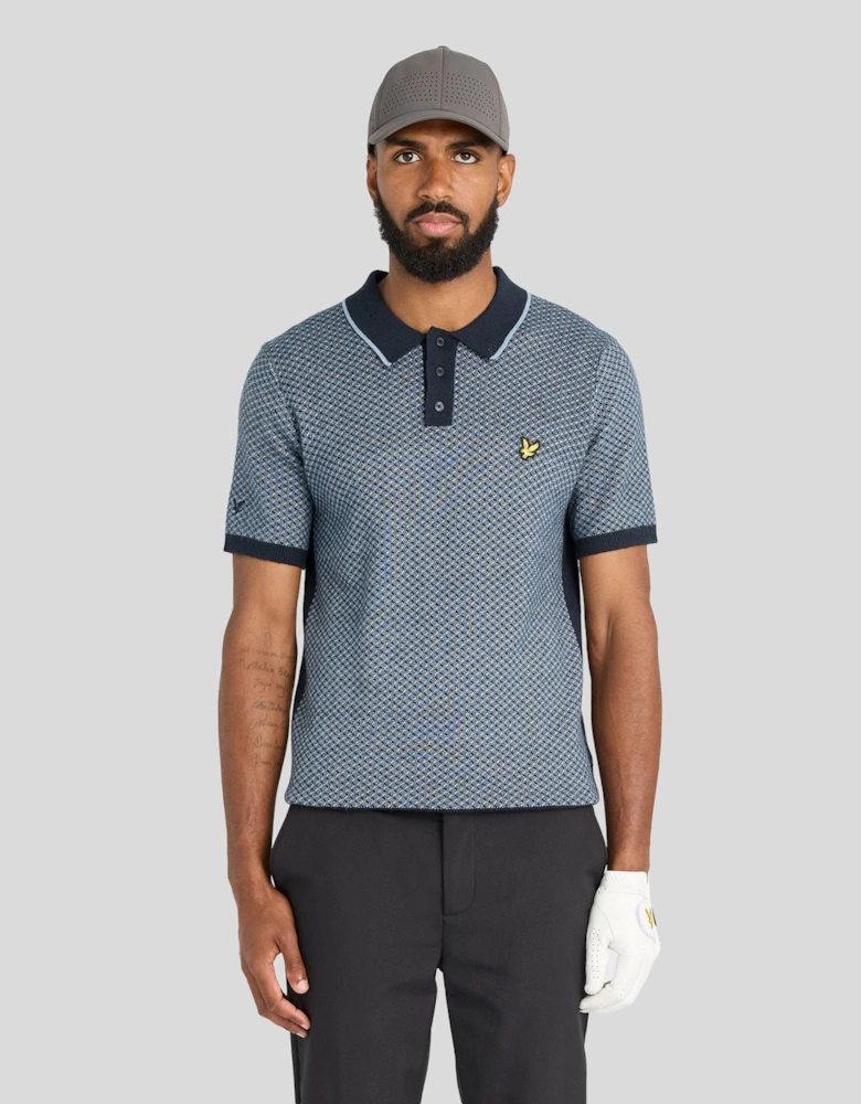 Cashmere Blend Cross Hatch Polo Shirt