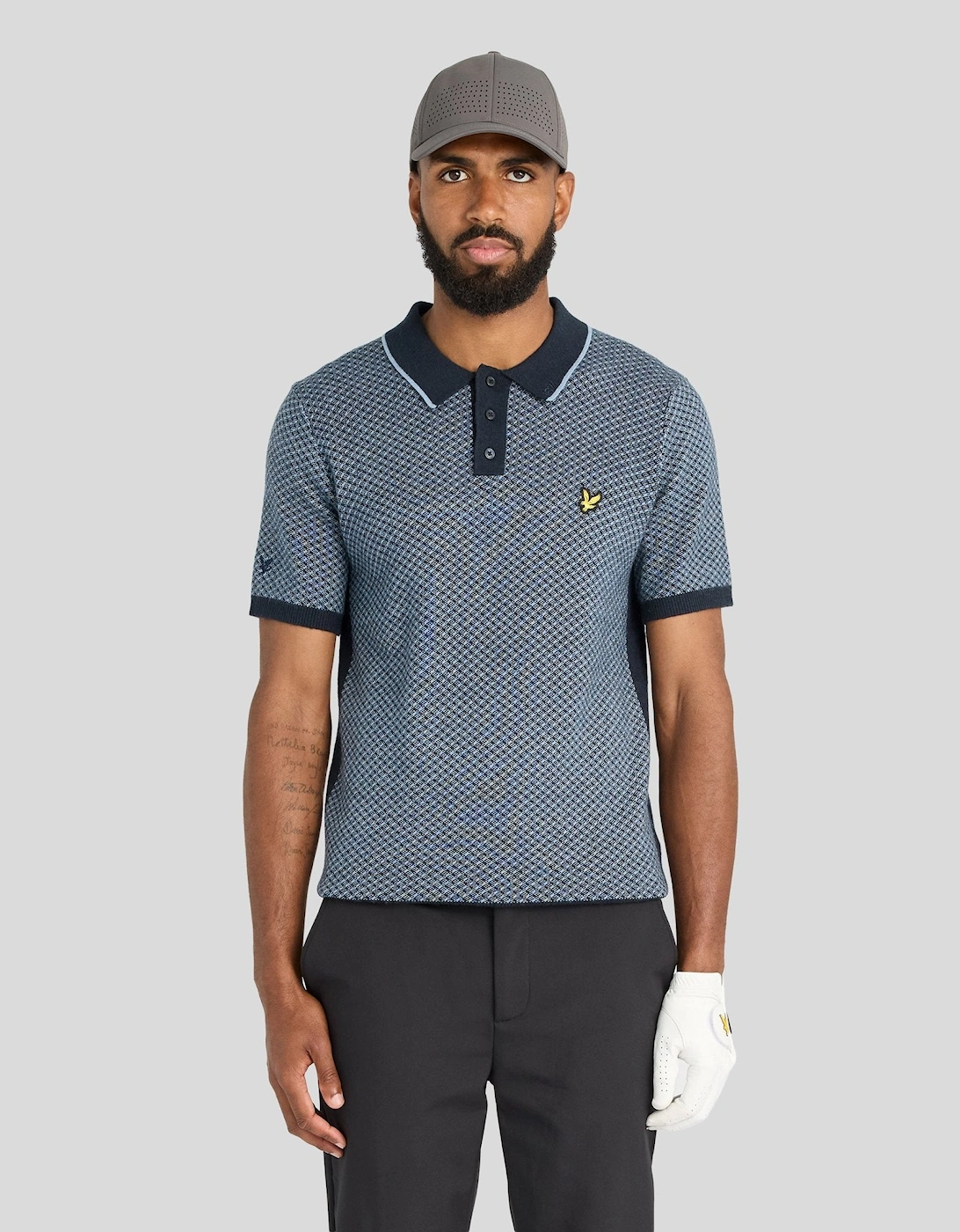 Cashmere Blend Cross Hatch Polo Shirt