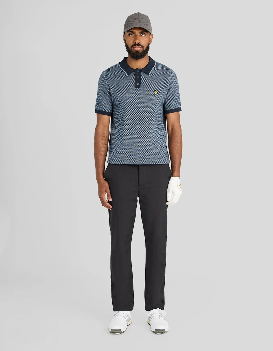 Cashmere Blend Cross Hatch Polo Shirt