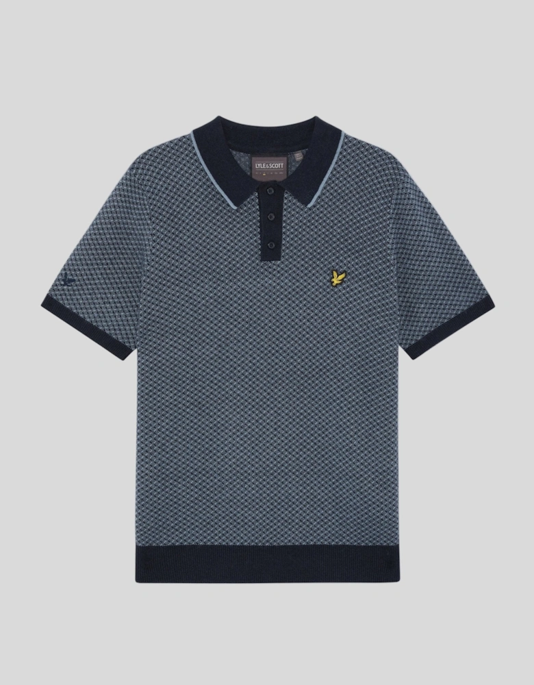 Cashmere Blend Cross Hatch Polo Shirt