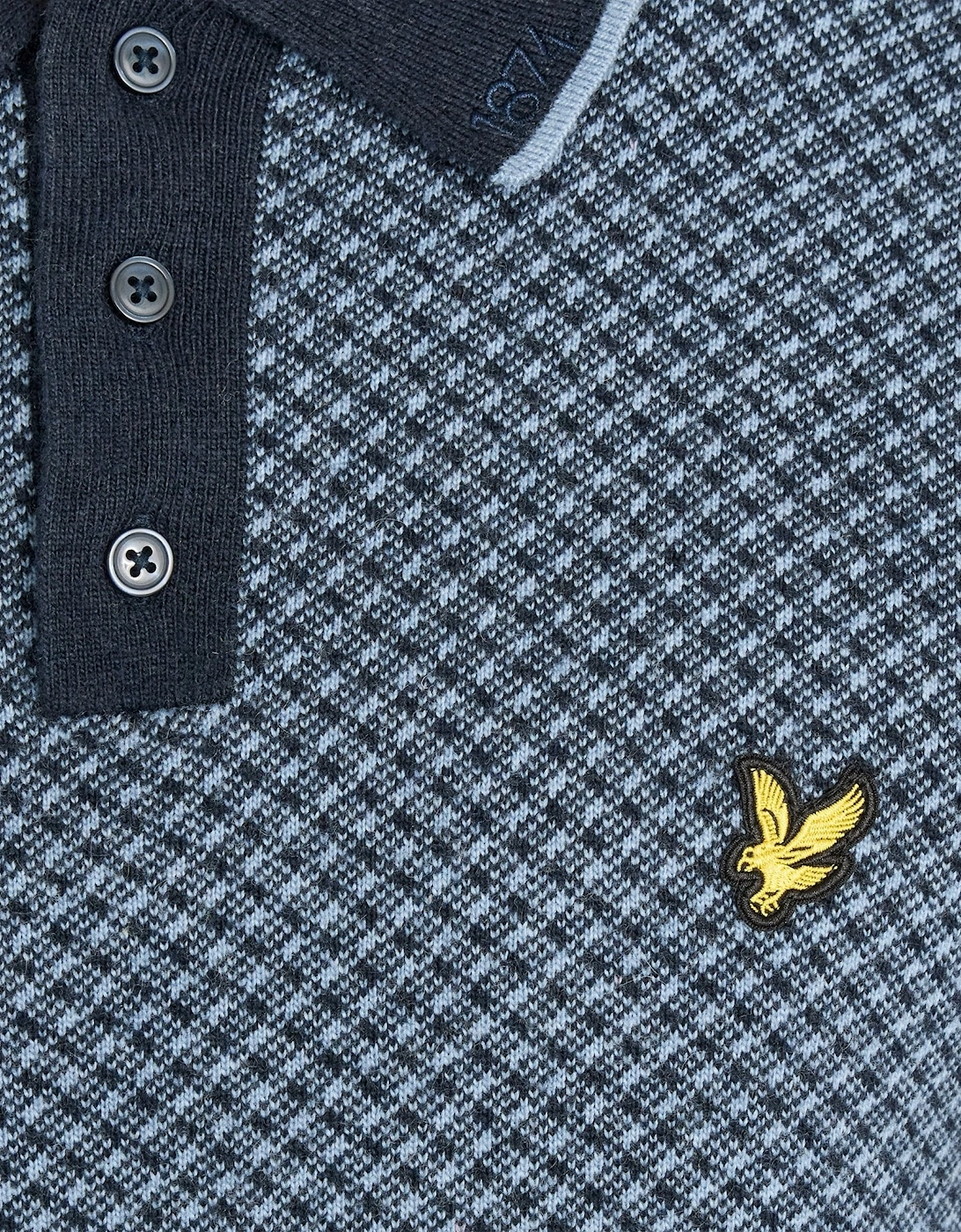 Cashmere Blend Cross Hatch Polo Shirt