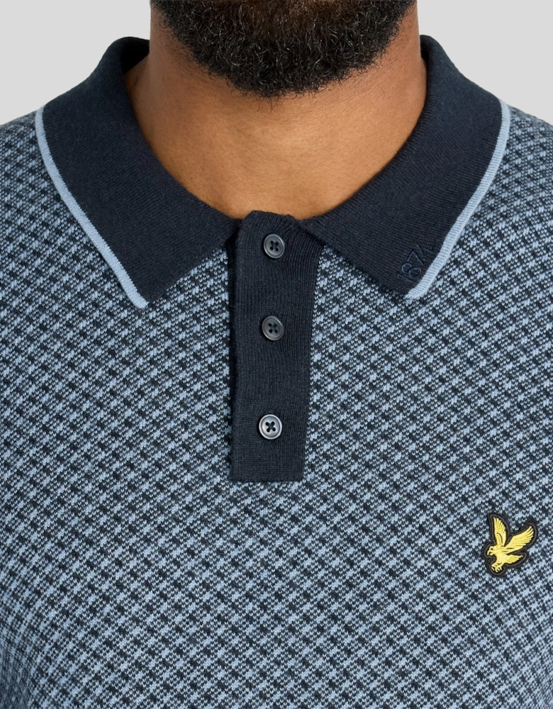 Cashmere Blend Cross Hatch Polo Shirt