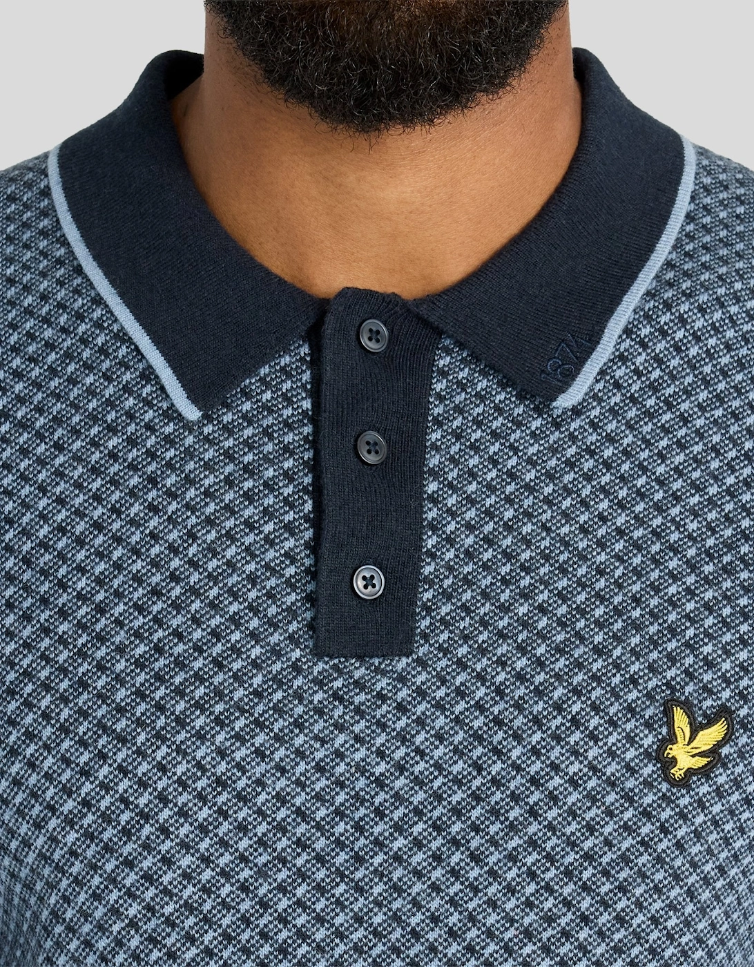 Cashmere Blend Cross Hatch Polo Shirt
