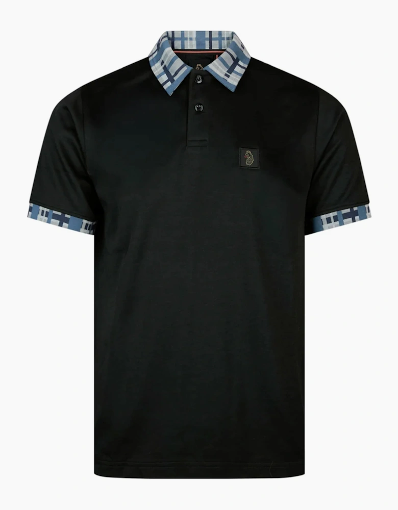 Luke 1977 Yard contrast collar polo shirt BLACK/BLUE