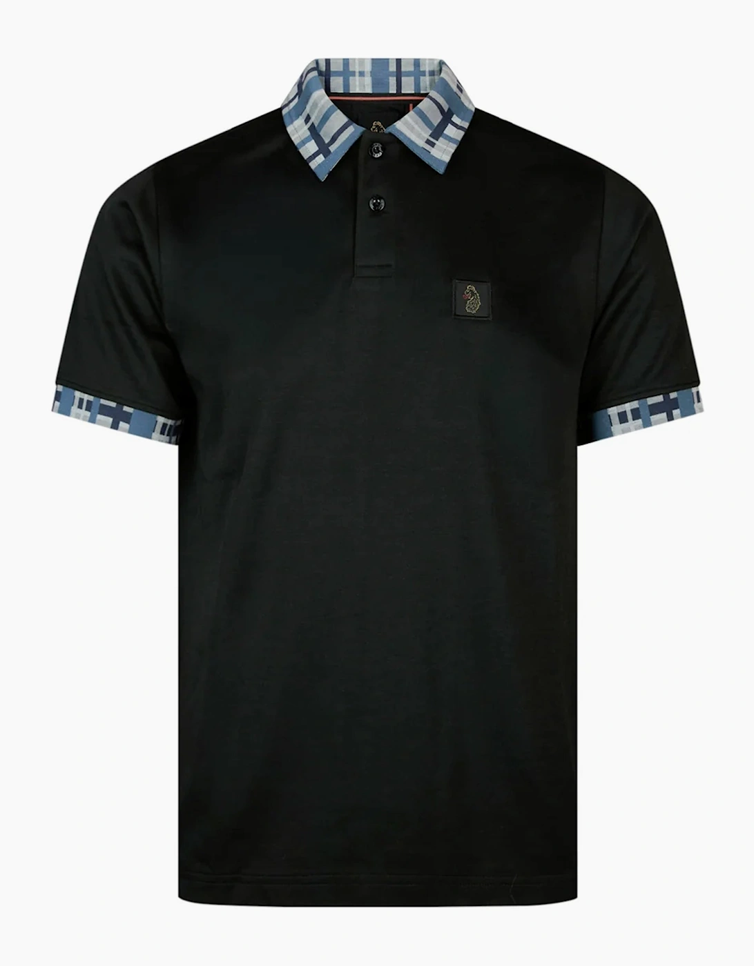 Luke 1977 Yard contrast collar polo shirt BLACK/BLUE