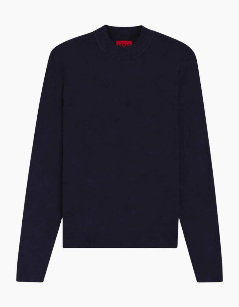 San Marc-CV Standing Collar Navy Jumper