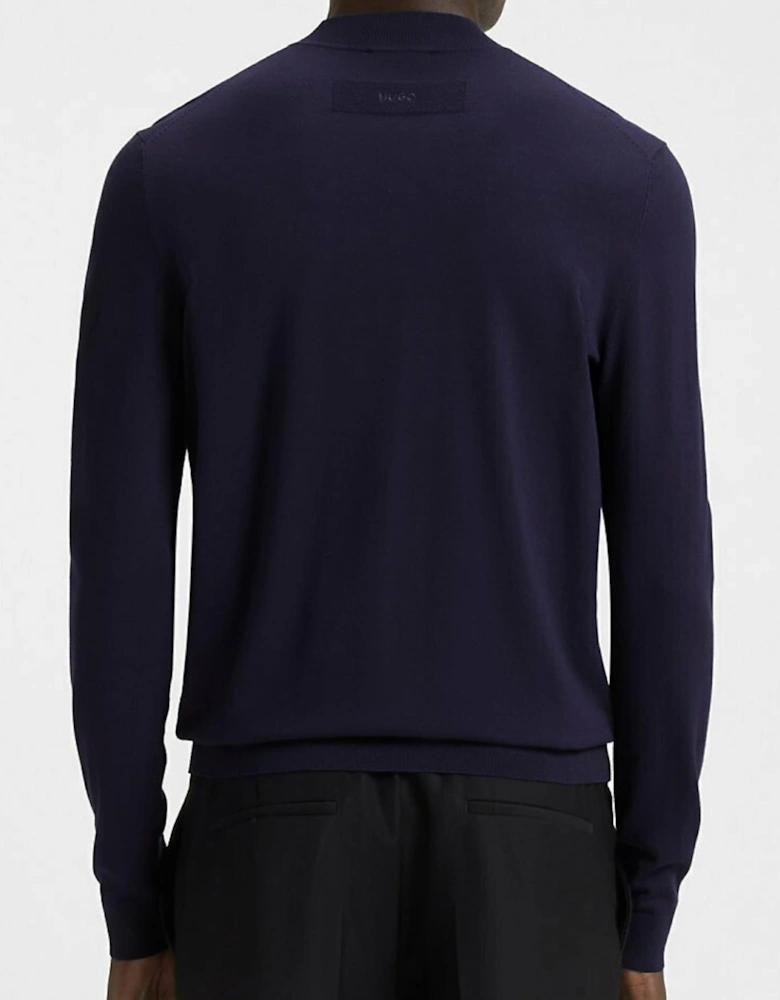 San Marc-CV Standing Collar Navy Jumper