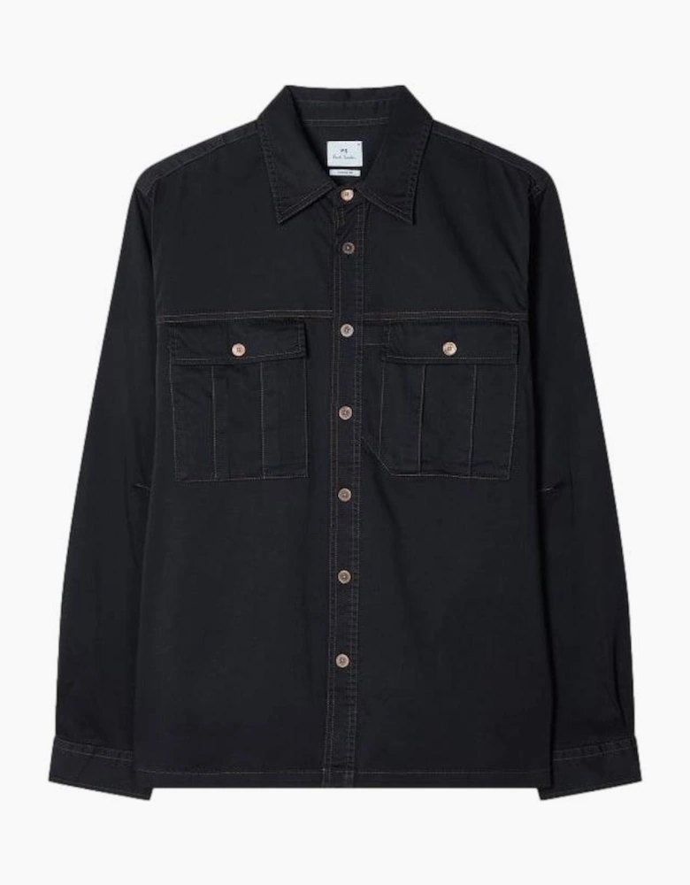 PS Paul Smith Double Pocket Cotton-Sateen Casual Fit Shirt 49 DK NAVY