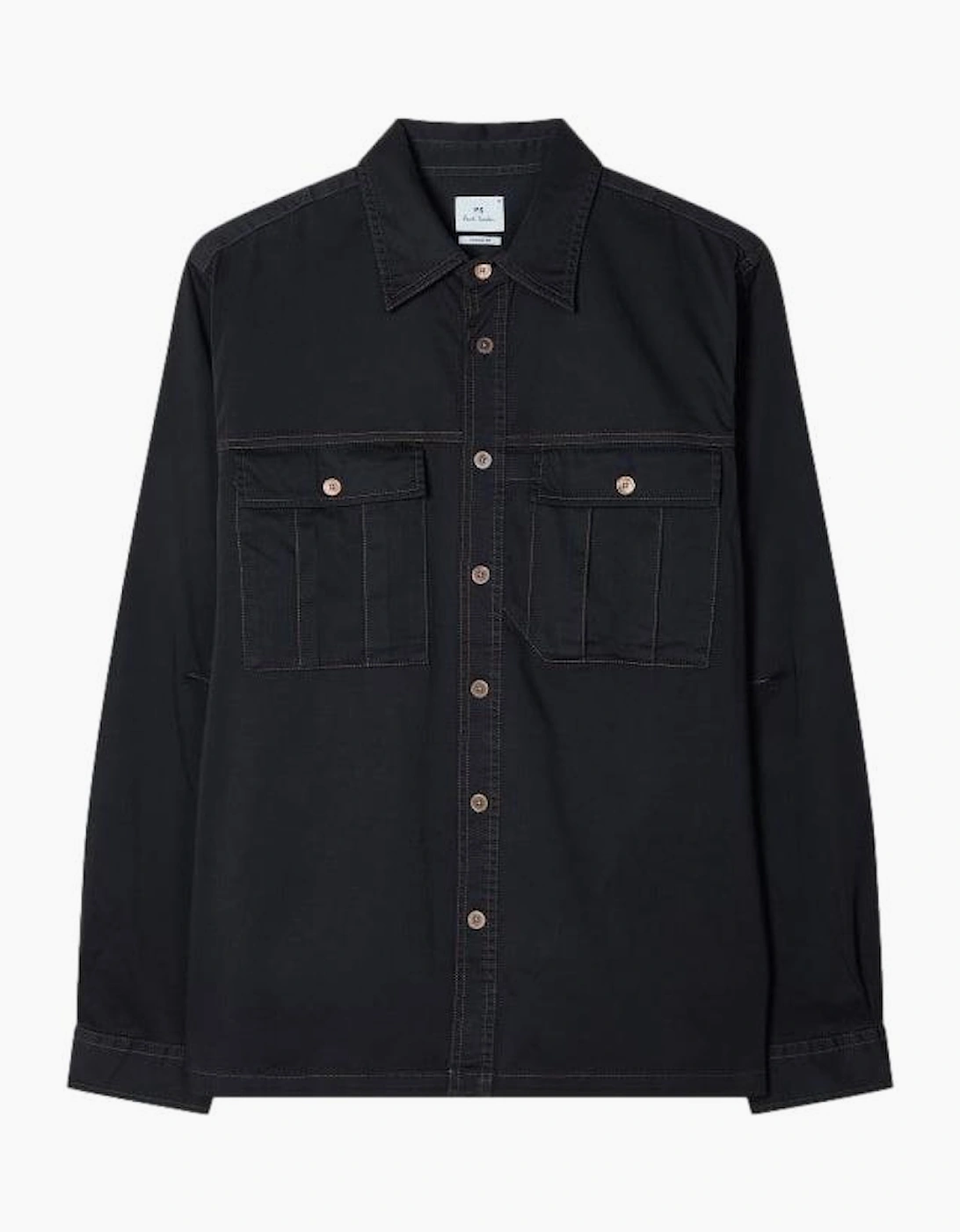 PS Paul Smith Double Pocket Cotton-Sateen Casual Fit Shirt 49 DK NAVY