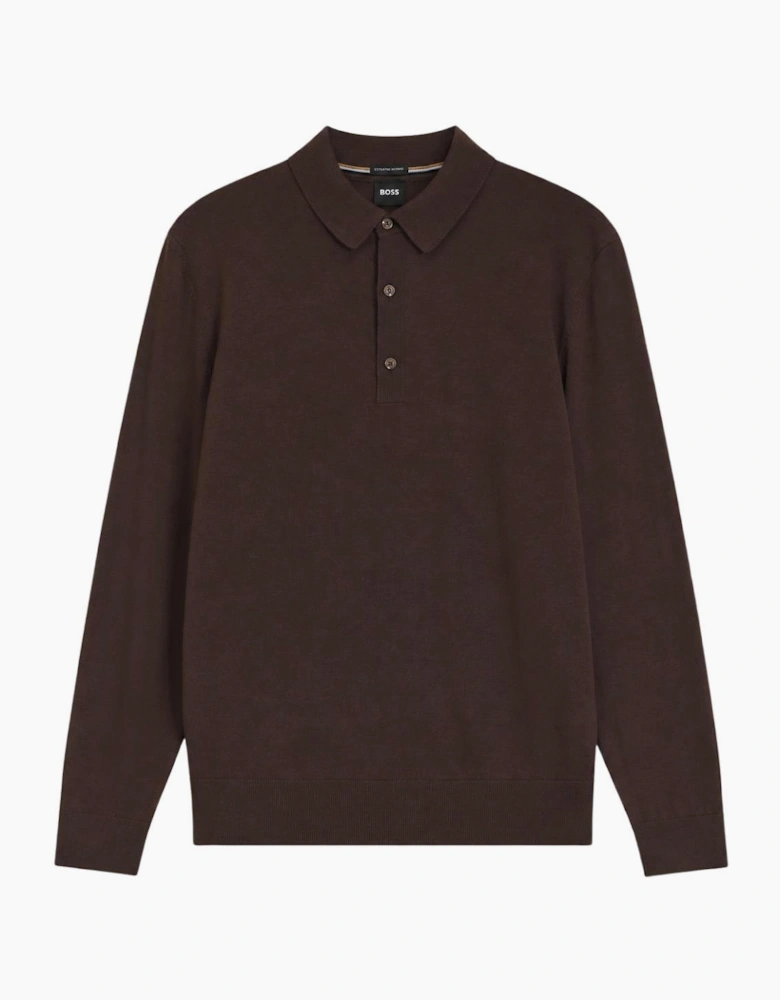 H-Lancione Merino Wool Brown Polo Sweater