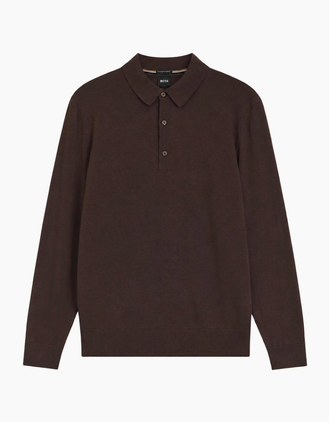H-Lancione Merino Wool Brown Polo Sweater