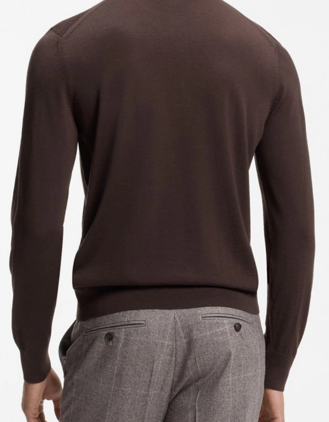 H-Lancione Merino Wool Brown Polo Sweater