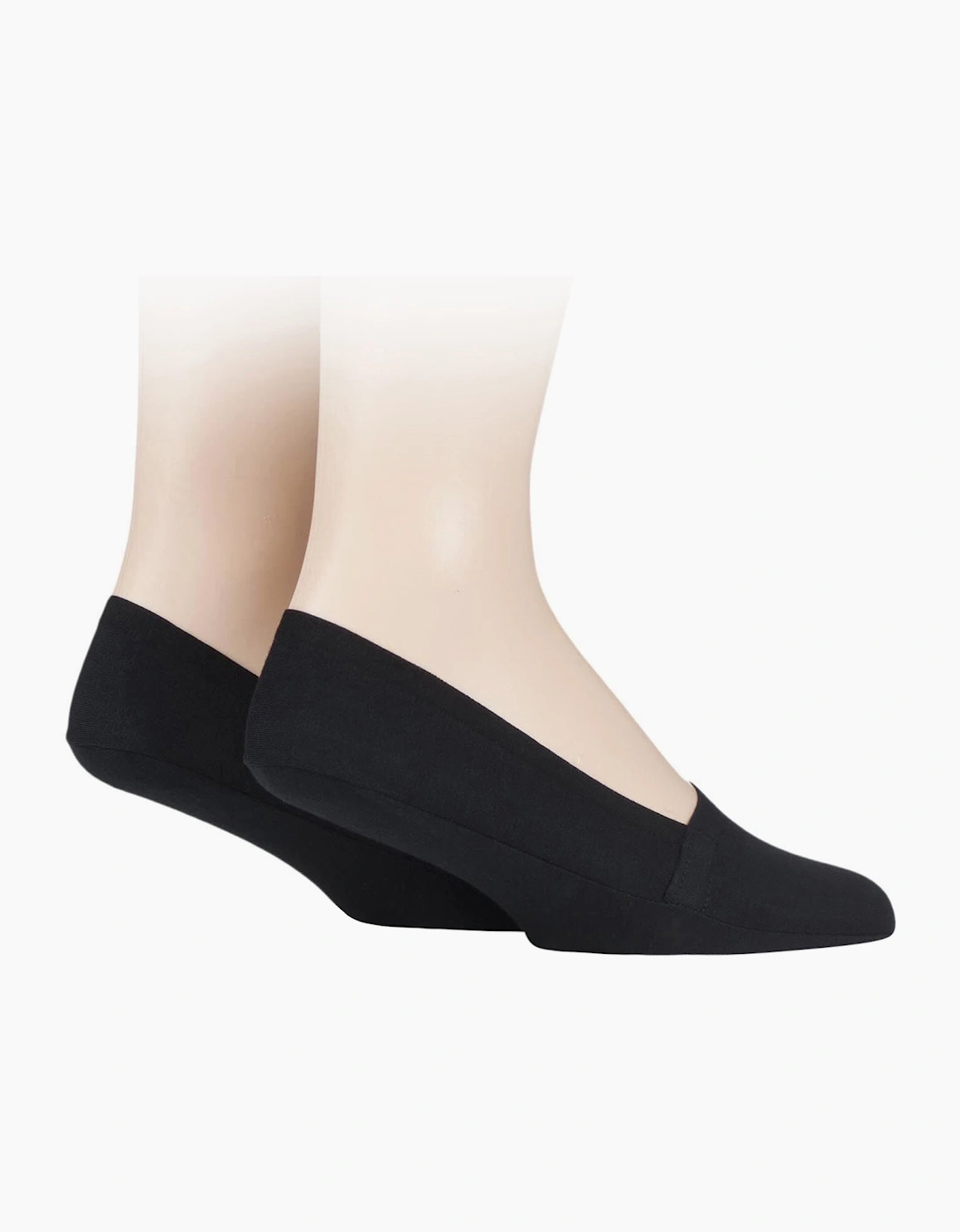 Sockshop Mens Jersey, No Show Shoe Liners  2 Pack BLACK
