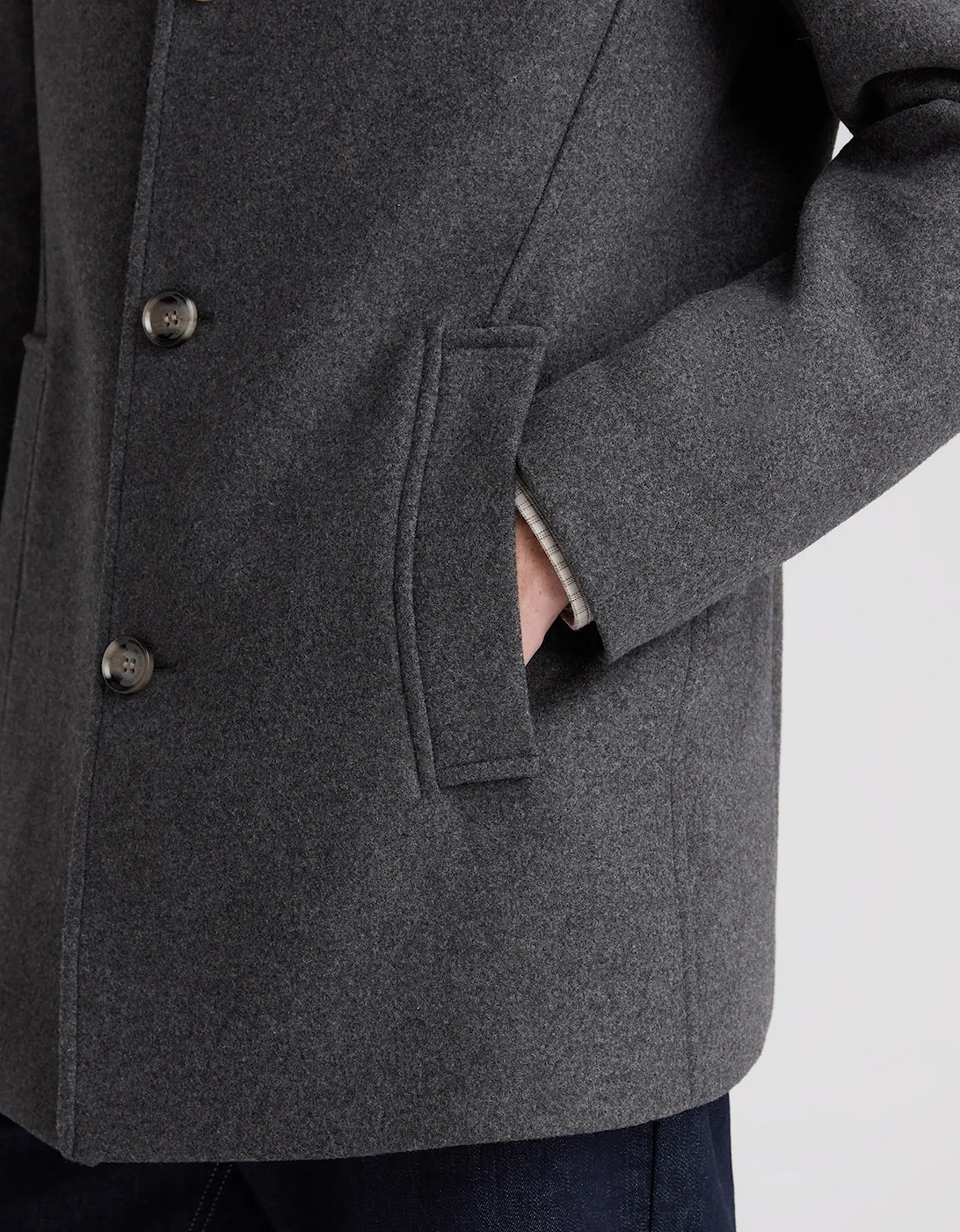 Remus Uomo Jonah Wool Rich Overcoat GREY