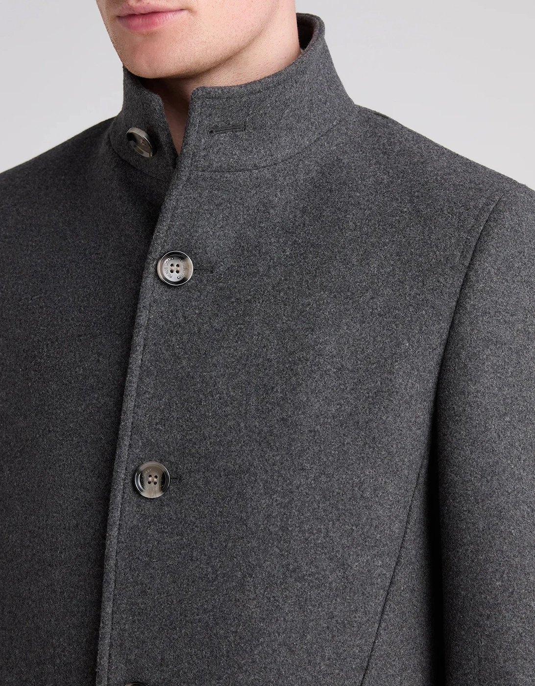Remus Uomo Jonah Wool Rich Overcoat GREY