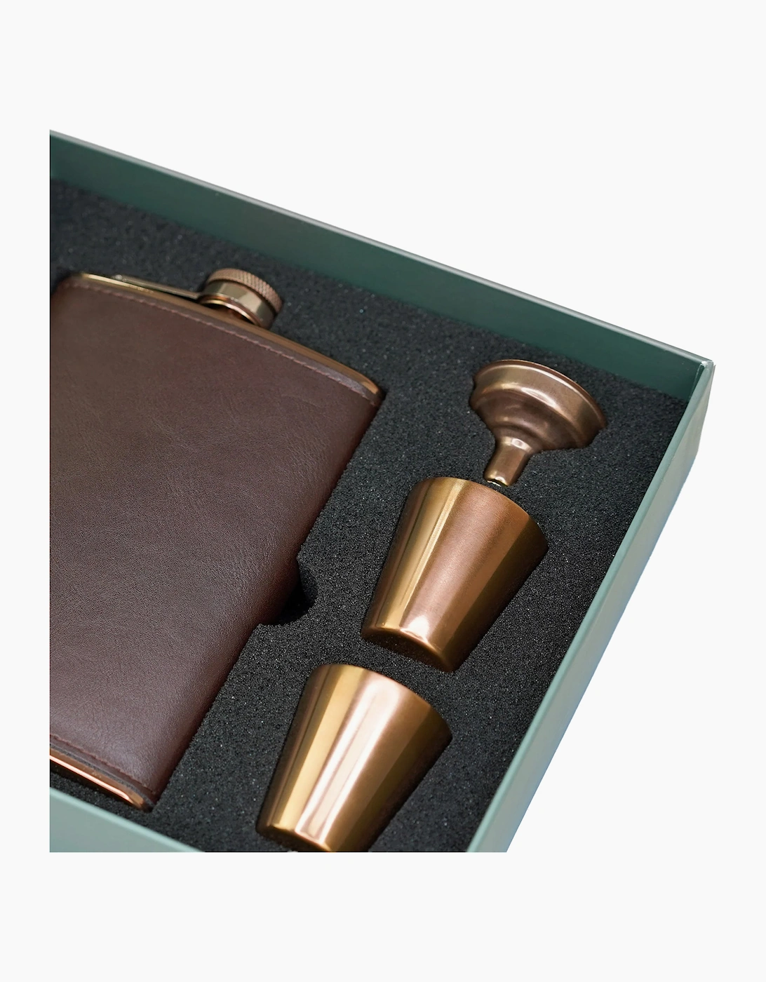 Sophos 4 Piece Copper Hip Flask Set 8oz BROWN