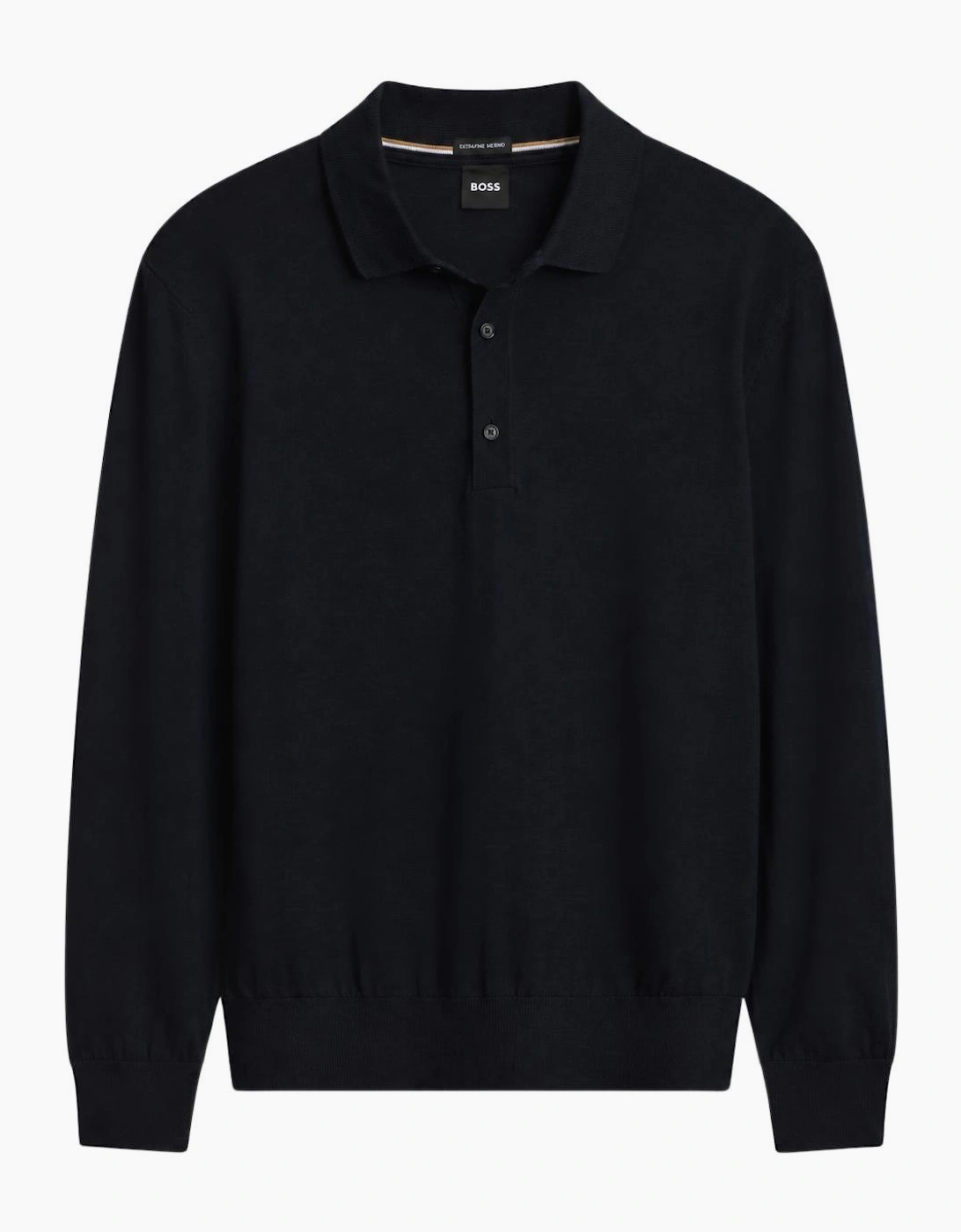 H-Lancione Merino Wool Navy Polo Sweater