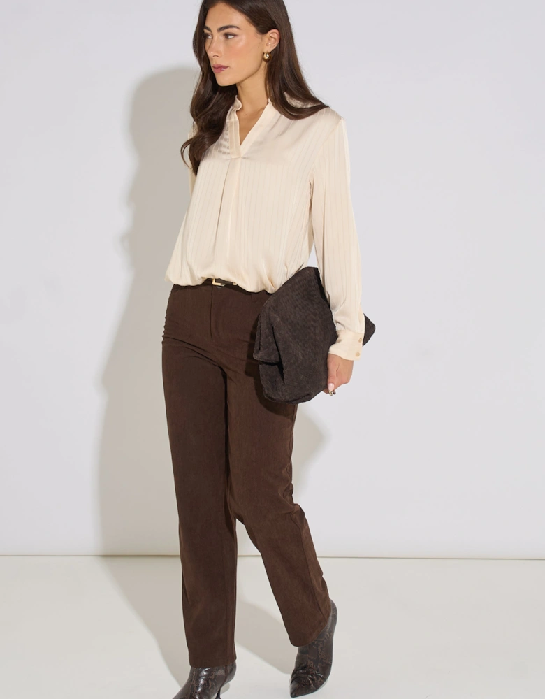 Brown Cord Straight Leg Trousers