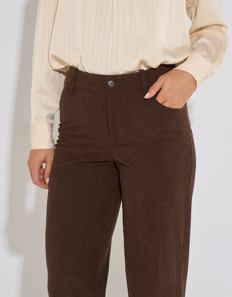 Brown Cord Straight Leg Trousers