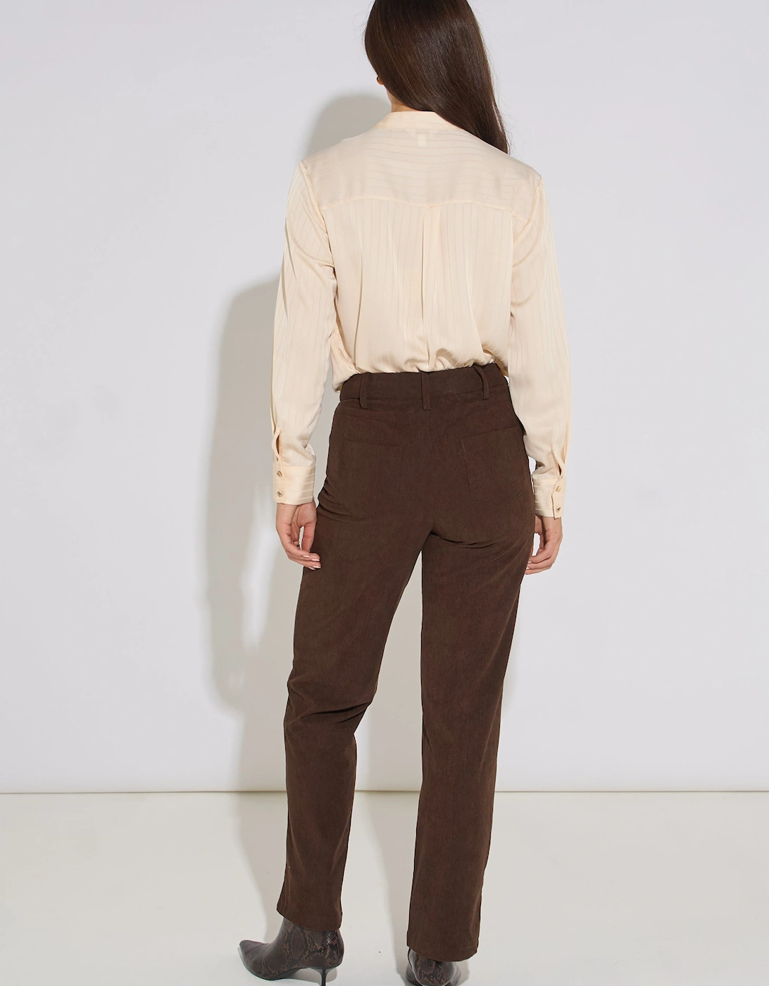 Brown Cord Straight Leg Trousers
