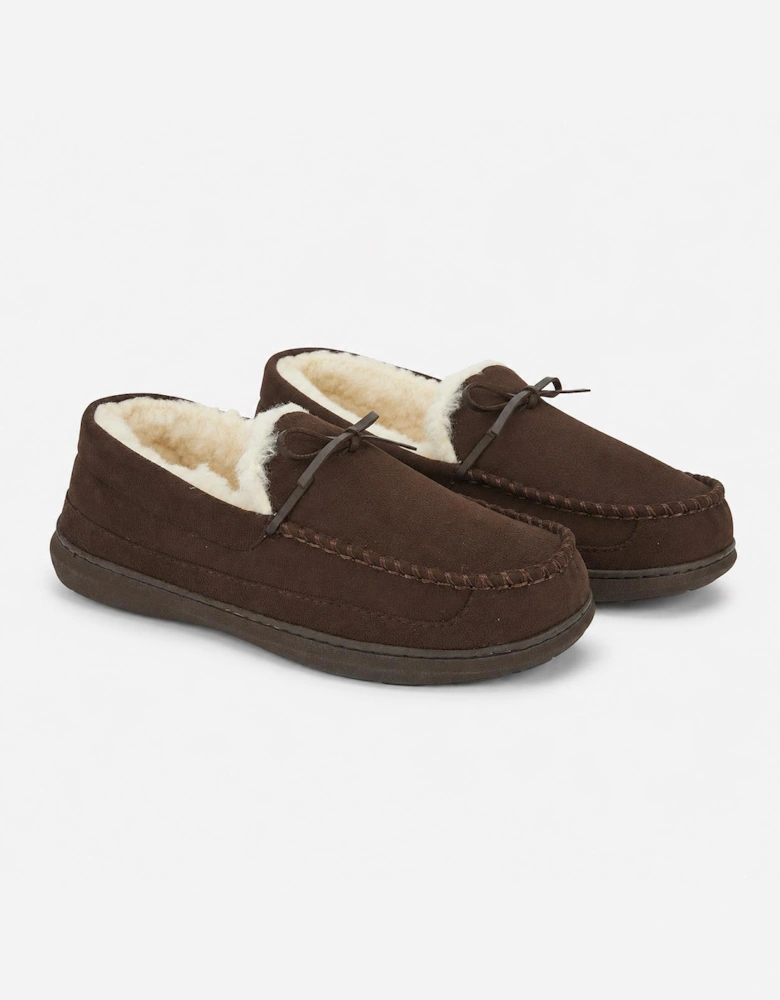 Jo & Joe CRANFORD Mens Moccasin Slippers Brown