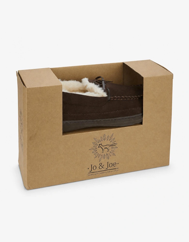 Jo & Joe CRANFORD Mens Moccasin Slippers Brown