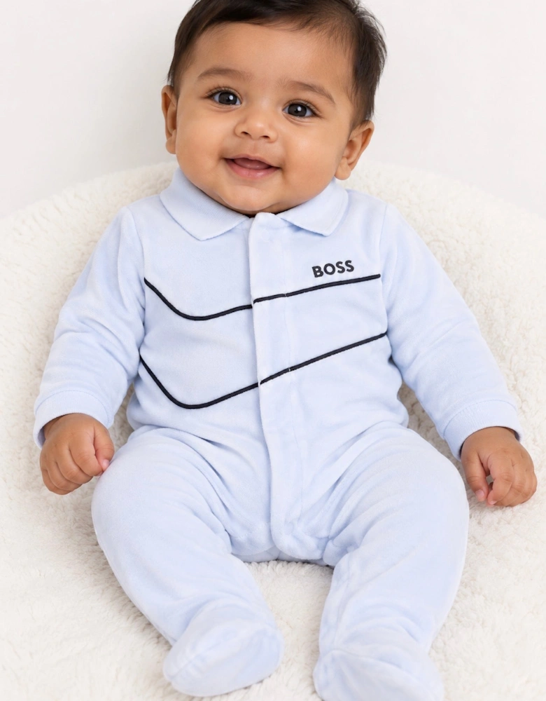 BOSS NB PALE BLUE BABY GROW +GIFT BOX J53288