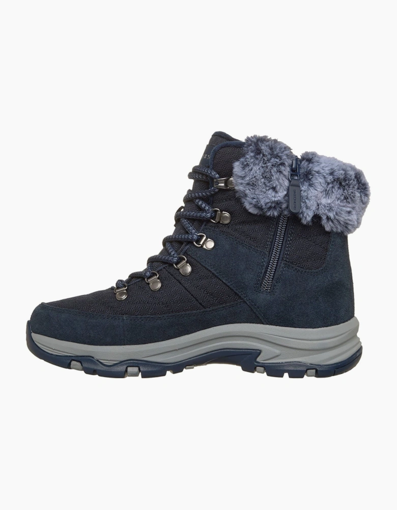 Skechers Trego Stormie Frost Leather Women's Navy Winter Ankle Boots