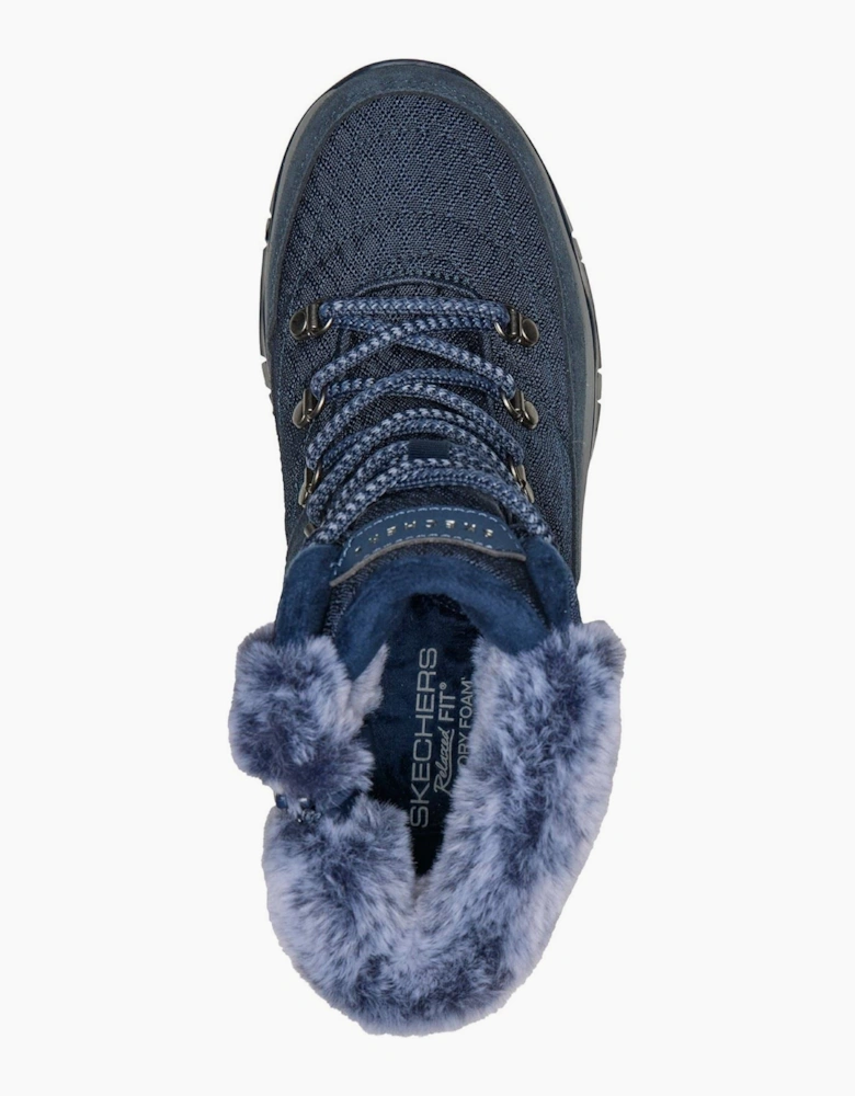 Skechers Trego Stormie Frost Leather Women's Navy Winter Ankle Boots