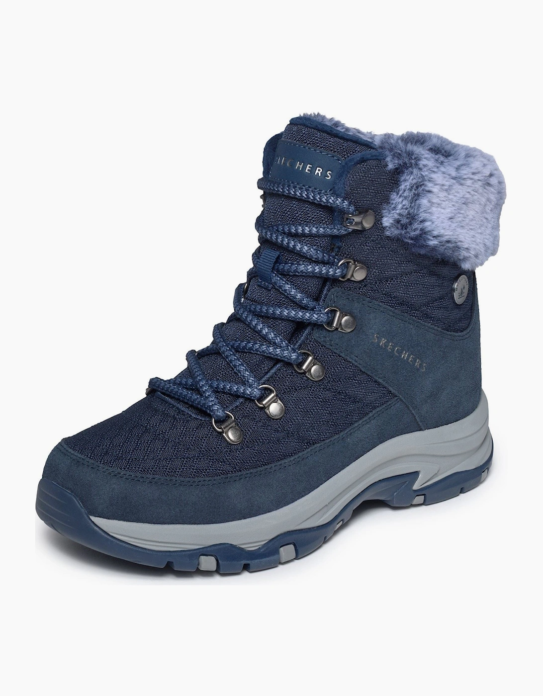 Skechers Trego Stormie Frost Leather Women's Navy Winter Ankle Boots