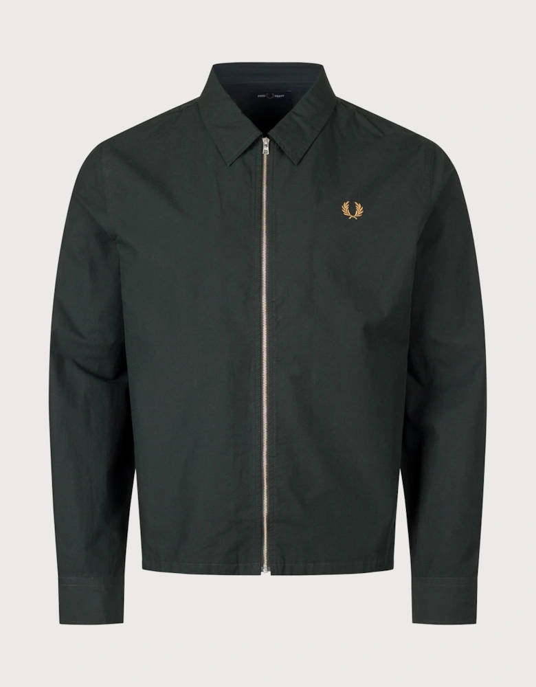 Regular Fit Zip Through Poplin Overshirt