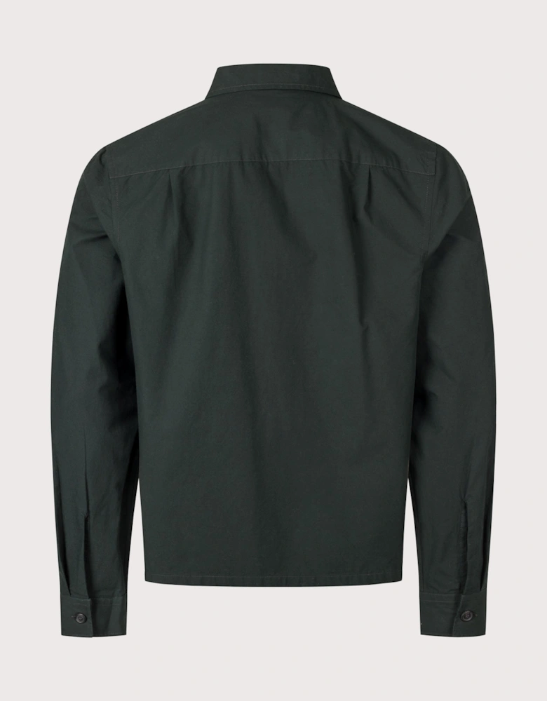 Regular Fit Zip Through Poplin Overshirt