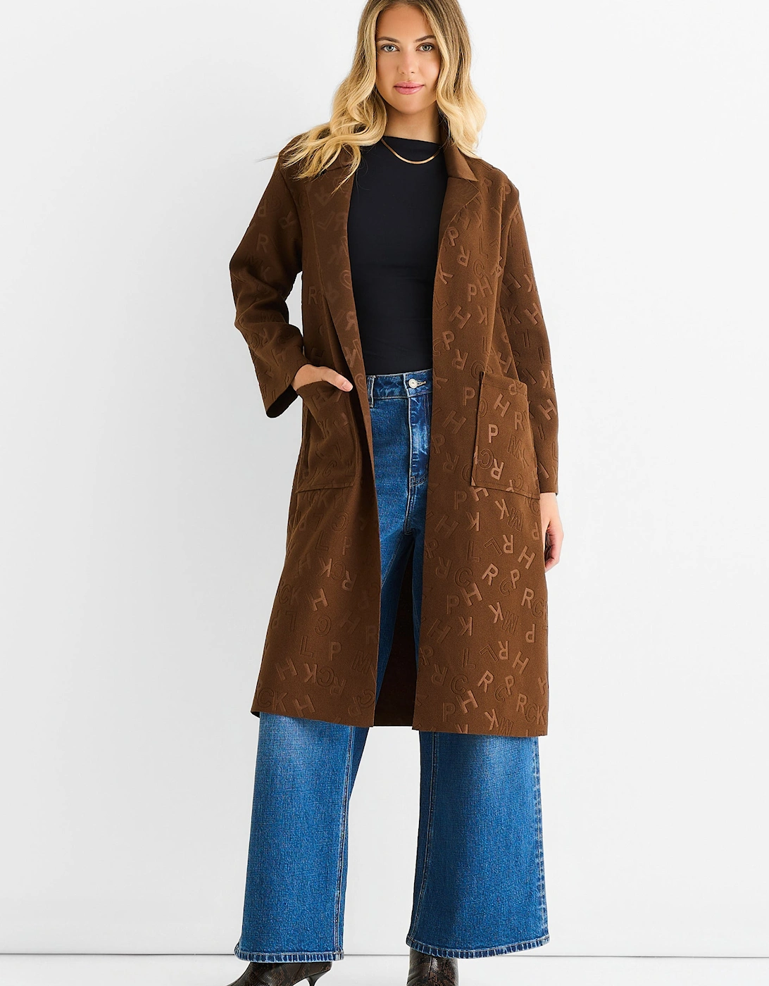Chocolate Embossed Edge to Edge Lightweight Jacket
