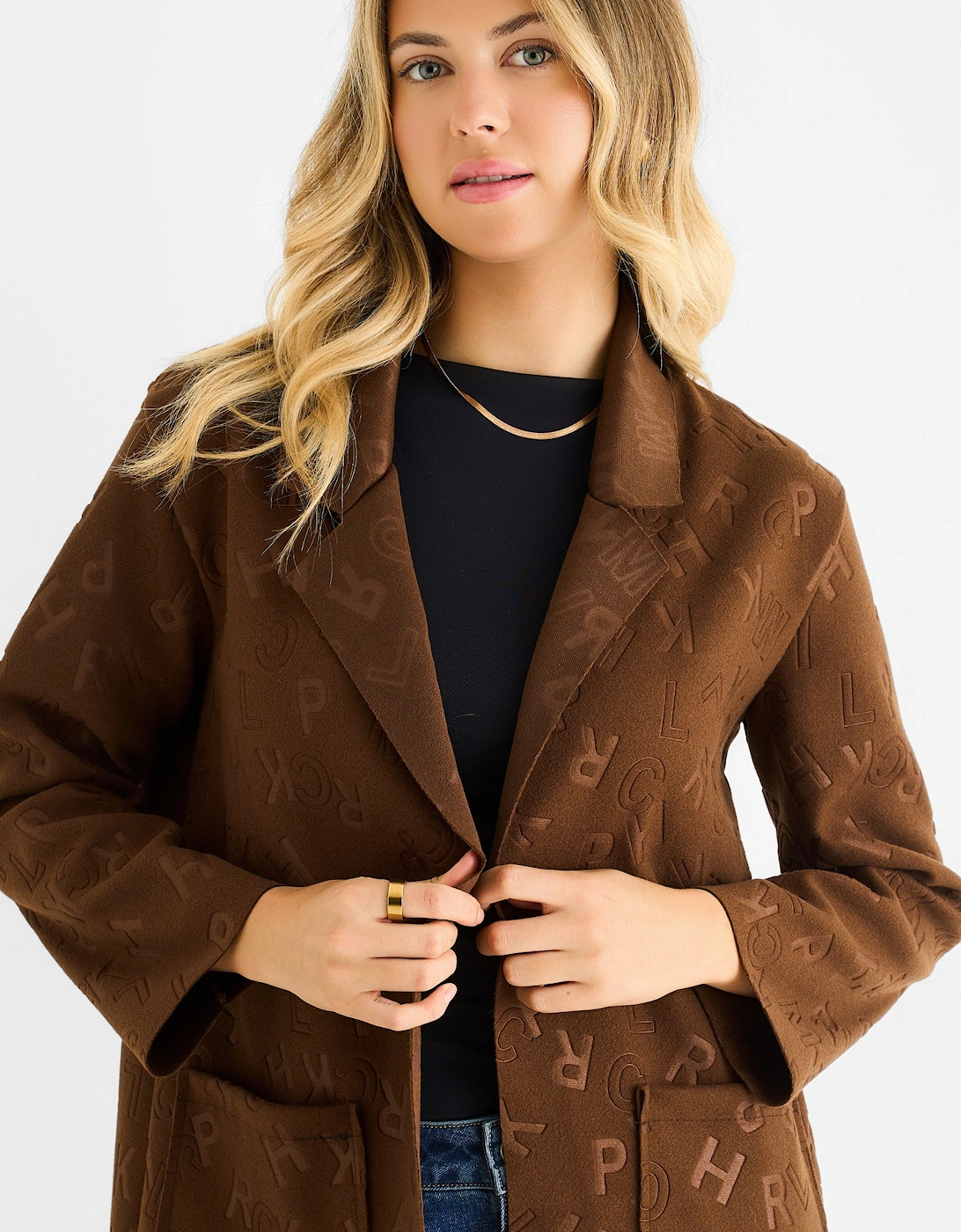 Chocolate Embossed Edge to Edge Lightweight Jacket