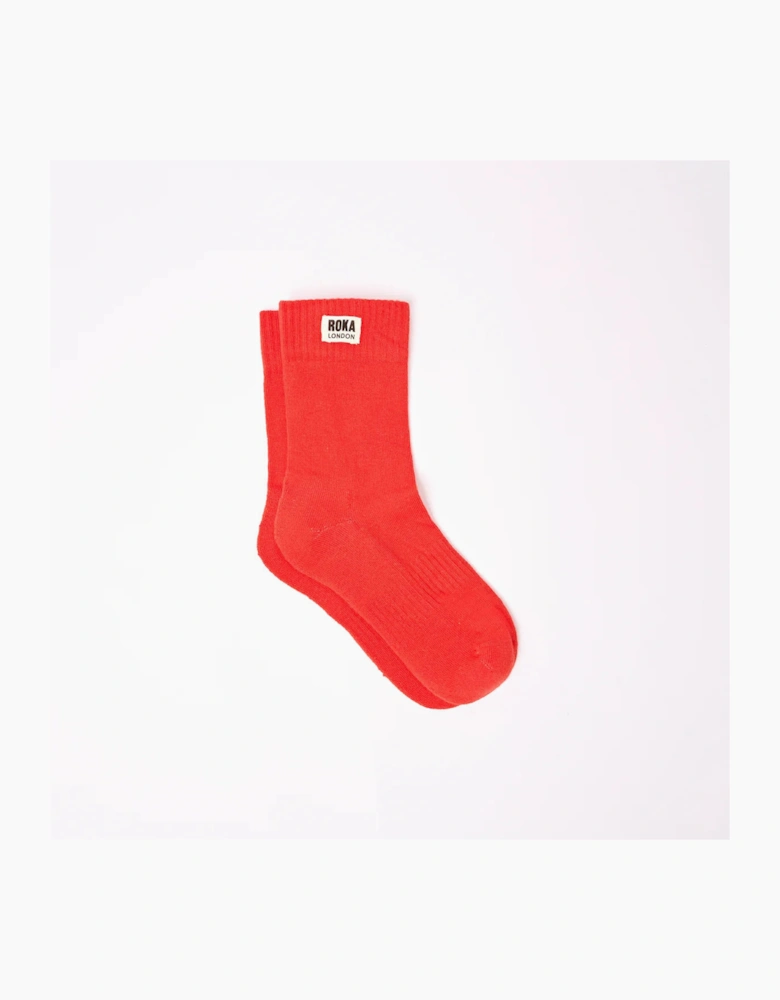 Wimbeldon Crew Socks for Women - Cranberry