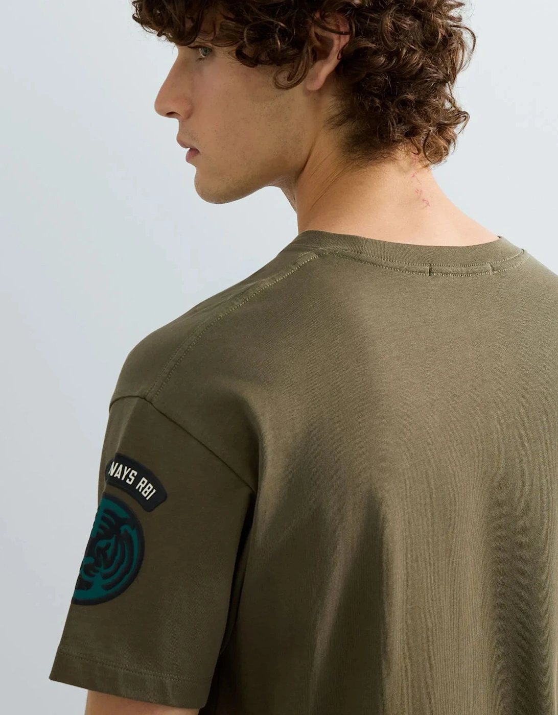 Replay Relaxed Fit Pocket T-Shirt With Badge Detail KHAKI