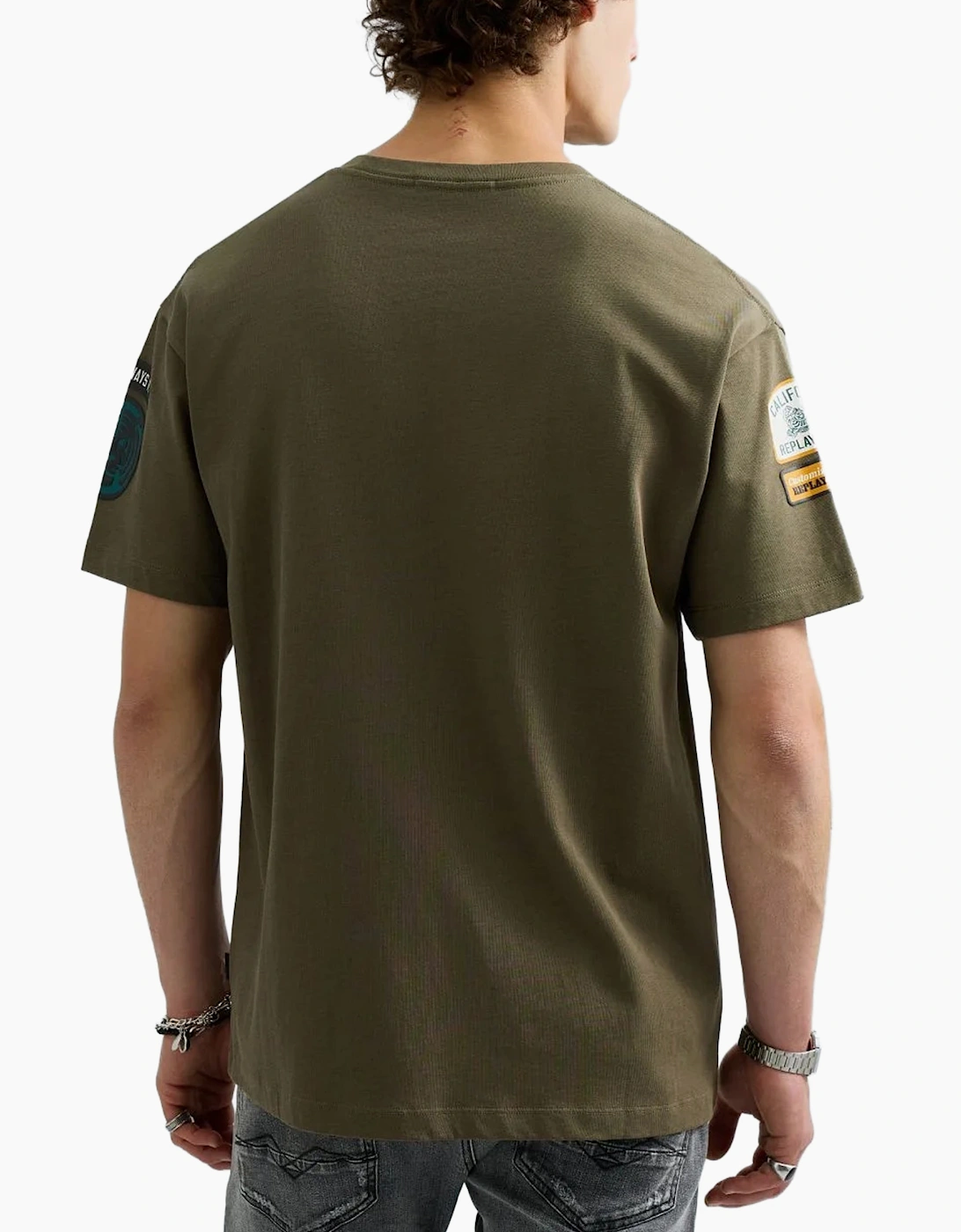 Replay Relaxed Fit Pocket T-Shirt With Badge Detail KHAKI