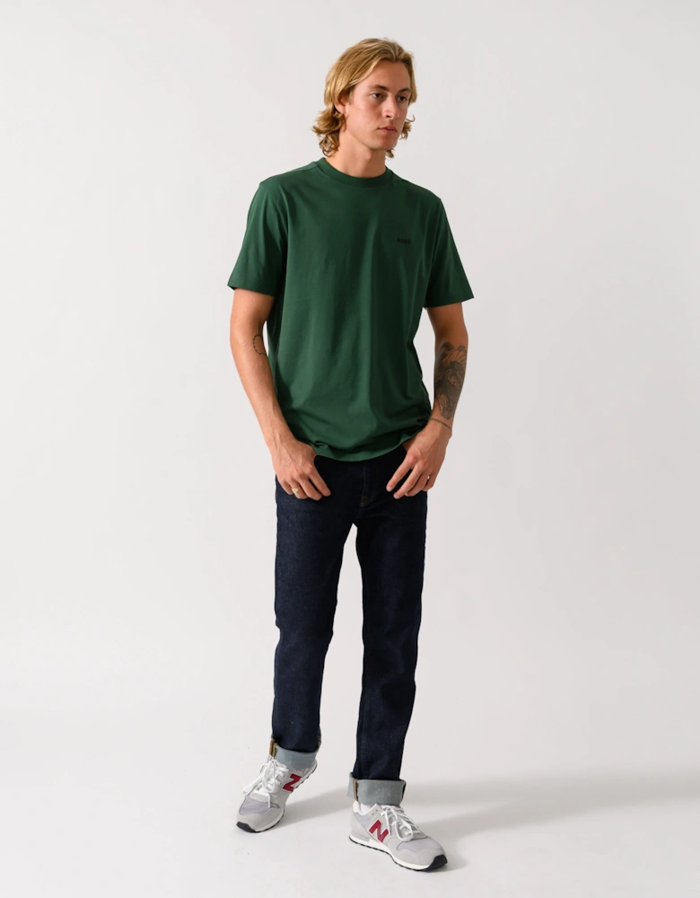 BOSS Green Tee Mens Stretch Cotton T-Shirt with Contrast Logo - Open Green 365